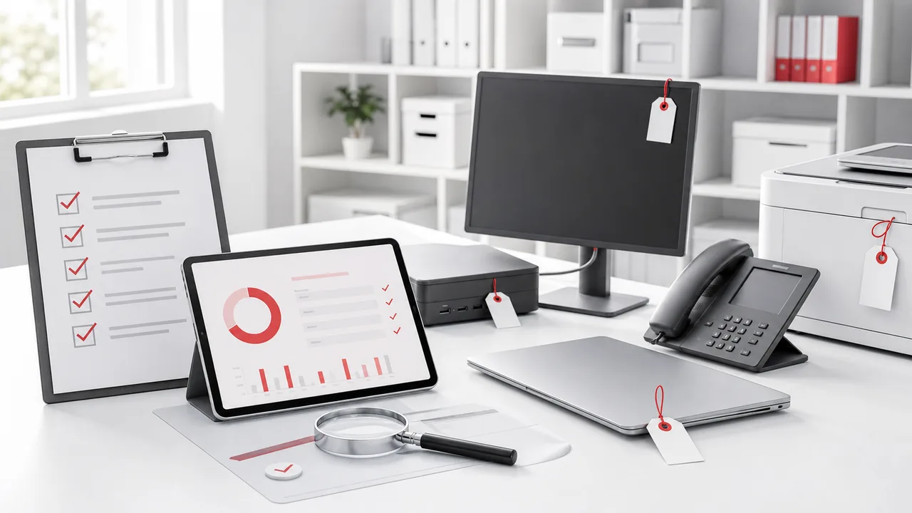 Perangkat kantor dan daftar pemeriksaan audit aset